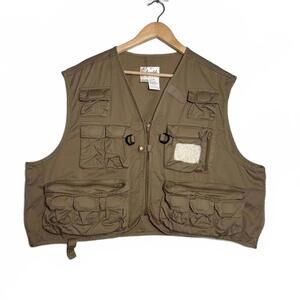 Men Box Crop Tan Utility Multi-Pocket Cargo Vest